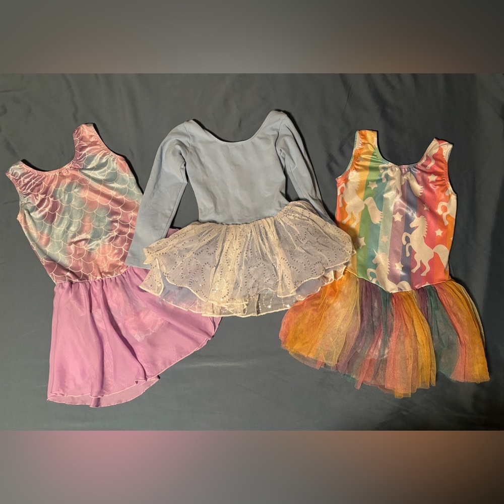 3 dance dresses leotard with attached skirt girls ballet tap jazz hip hop
